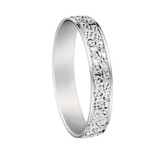 Bijou Alliance femme or blanc 18 carats palladié effet diamanté largeur 3,5 mm joaillerie legros bijouterie