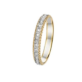Bijou Alliance femme originale bicolore finition diamantée en or jaune et blanc 18 carats joaillerie legros bijouterie