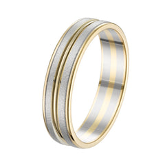 Bijou Alliance homme bicolore en or jaune et blanc 18 carats finition sablée joaillerie legros bijouterie