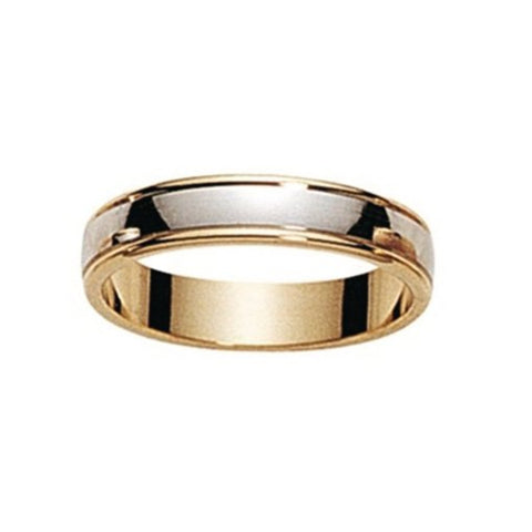 Bijou Alliance homme bicolore moderne à finition polie en or jaune et blanc 18 carats joaillerie legros bijouterie