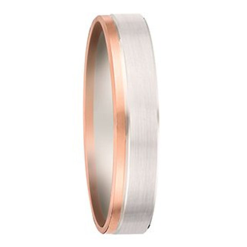 Bijou Alliance homme bicolore moderne brossée en or blanc et rose 18 carats joaillerie legros bijouterie