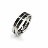 Alliance homme en or blanc 18 carats polie à rainure centrale