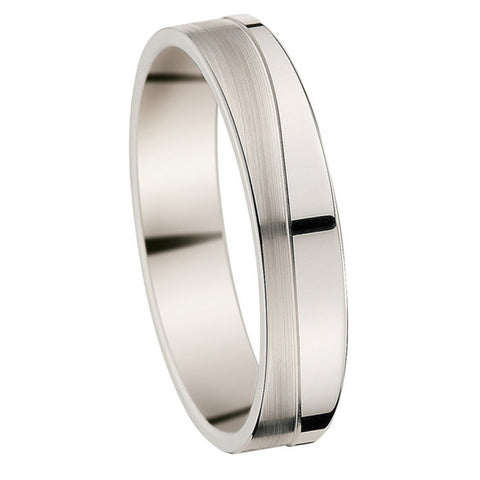 Bijou Alliance homme vague brossée polie en or blanc 18 carats joaillerie legros bijouterie