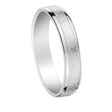 Bijou Alliance mixte moderne à finition givrée en or blanc 18 carats Homme Femme 4mm joaillerie legros bijouterie