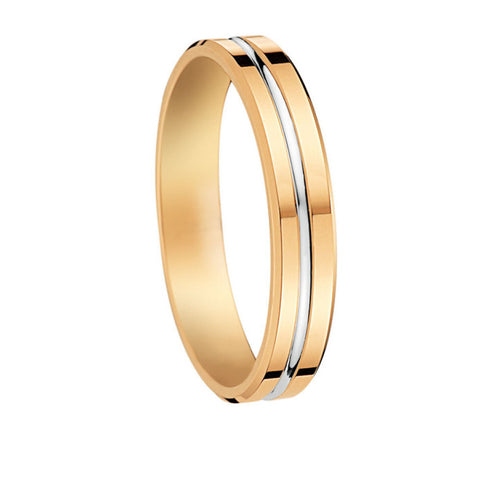 Bijou Alliance mixte moderne polie en or jaune 18 carats à bande rhodiée Homme Femme joaillerie legros bijouterie