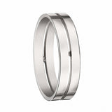 Alliance homme en or blanc 18 carats polie à rainure centrale