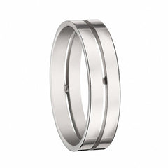 Bijou Alliance homme en or blanc 18 carats polie à rainure centrale joaillerie legros bijouterie