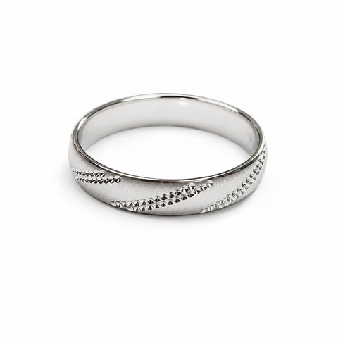 Alliance or blanc 18 carats ciselée et matée Mixte Homme & Femme
