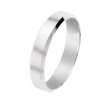 Alliance Or Blanc Brossée Biseautée 18 Carats | Homme & Femme | Joaillerie Legros