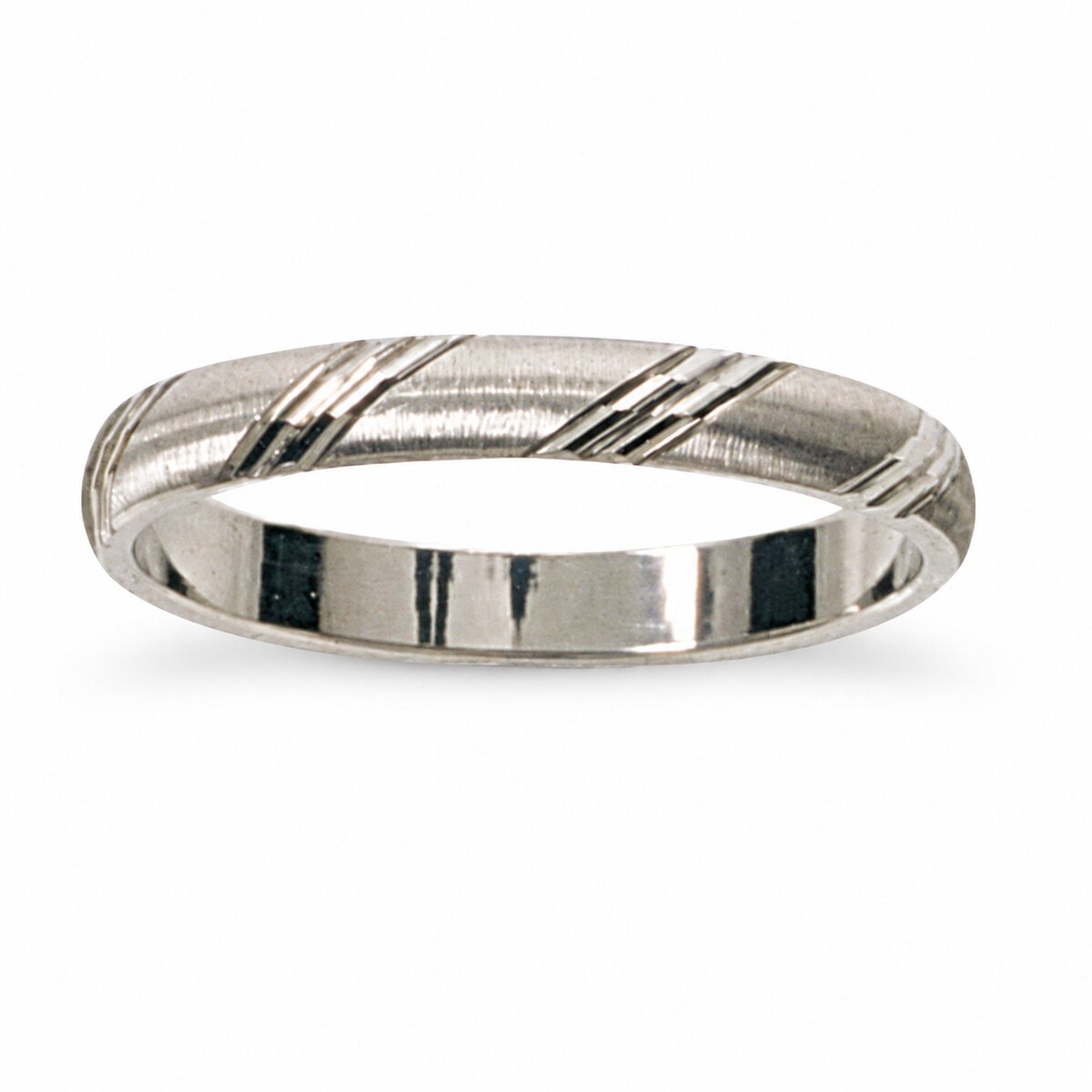 Bijou Alliance or blanc palladié striée mate 3 mm 18 carats Homme Femme joaillerie legros bijouterie