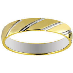 Bijou Alliance homme or jaune 18 carats bicolore, motifs diagonaux rhodiés, 4 mm joaillerie legros bijouterie