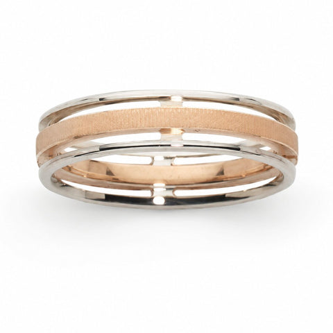 Alliance Deux Ors Ajourée Femme Homme Or rose et Or blanc 18 carats