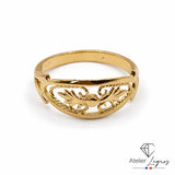 Bague filigranée en or jaune pour femme à motif ajouré