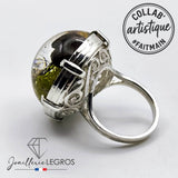 Bijou Bague en résine féerique "Forêt enchantée" monture argent esprit Art Nouveau joaillerie legros bijouterie