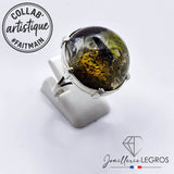 Bijou Bague en résine féerique "Forêt enchantée" monture argent esprit Art Nouveau joaillerie legros bijouterie