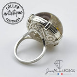 Bijou Bague en résine féerique "Forêt enchantée" monture argent esprit Art Nouveau joaillerie legros bijouterie