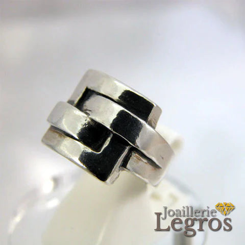 Bijou Bague carré entrelacs en argent 925 joaillerie legros bijouterie