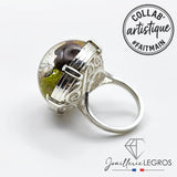 Bijou Bague en résine féerique "Forêt enchantée" monture argent esprit Art Nouveau joaillerie legros bijouterie