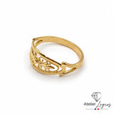 Bague filigranée en or jaune pour femme à motif ajouré
