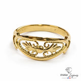 Bague filigranée en or jaune pour femme à motif ajouré