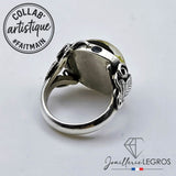 Bijou Bague transparente résine Champignon Nature monture feuille argent 925 joaillerie legros bijouterie