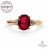 Bijou Bague de fiançailles rubis ovale et diamants en or jaune 18 carats joaillerie legros bijouterie