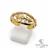 Bague filigranée en or jaune pour femme à motif ajouré