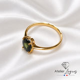 Bijou Bague saphir vert teal ovale solitaire en or jaune 18 carats joaillerie legros bijouterie