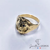 Bijou Bague tête de lion or 18 carats : chevalière avec saphirs joaillerie legros bijouterie