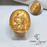 Bague Louis d'Or Marianne 20 Francs Or 18 Carats