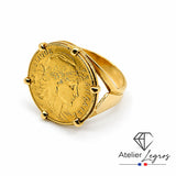 Bague pièce Marianne 10F or 18 carats - pièce droite