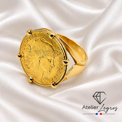 Bijou Bague pièce Marianne 10F or 18 carats - pièce droite joaillerie legros bijouterie