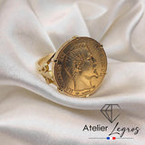 Bague louis d'or Napoléon homme : chevalière or fleur de lys