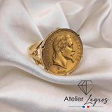 Bague louis d'or Napoléon homme : chevalière or fleur de lys