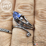 Bijou Bague Or Blanc Diamant et Saphir Troïdia - Céleste Asymétrie joaillerie legros bijouterie