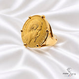 Bijou Bague pièce de monnaie Napoléon Lauré 20F en or 18 carats joaillerie legros bijouterie