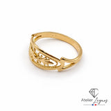 Bague filigranée en or jaune pour femme à motif ajouré