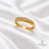 Bijou Bague esprit torsadée en or jaune 18 carats et 9 diamants joaillerie legros bijouterie