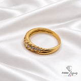 Bijou Bague esprit torsadée en or jaune 18 carats et 9 diamants joaillerie legros bijouterie