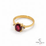 Bijou Bague de fiançailles rubis ovale et diamants en or jaune 18 carats joaillerie legros bijouterie