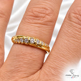 Bijou Bague esprit torsadée en or jaune 18 carats et 9 diamants joaillerie legros bijouterie