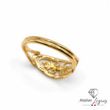 Bague filigranée en or jaune pour femme à motif ajouré