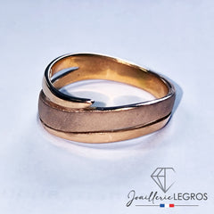 Bijou Bague 3 branches effet satiné Or rose 18 carats joaillerie legros bijouterie