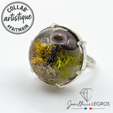 Bijou Bague en résine féerique "Forêt enchantée" monture argent esprit Art Nouveau joaillerie legros bijouterie