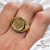 Bijou Bague pièce de Monnaie Mexique 2 pesos Or Chevalière Homme Femme joaillerie legros bijouterie