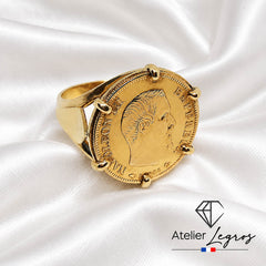 Bijou Bague pièce Napoléon 10F or 18 carats - pièce droite joaillerie legros bijouterie