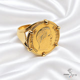 Bague pièce Napoléon 10F or 18 carats - pièce droite