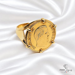Bijou Bague pièce Napoléon 10F or 18 carats - pièce droite joaillerie legros bijouterie