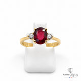 Bijou Bague de fiançailles rubis ovale et diamants en or jaune 18 carats joaillerie legros bijouterie