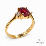 Bijou Bague de fiançailles rubis ovale et diamants en or jaune 18 carats joaillerie legros bijouterie